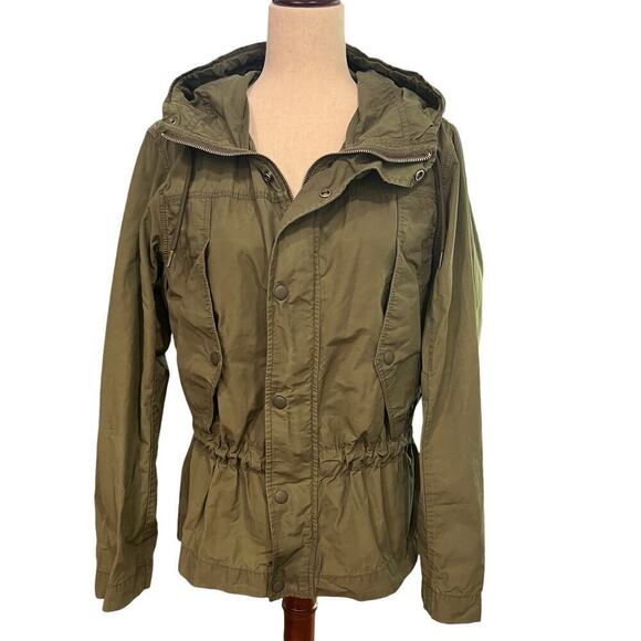 Gap Cinch Waist Utility Field Jacket Pockets Water Resistant Khaki size Medium - Picture 1 of 13